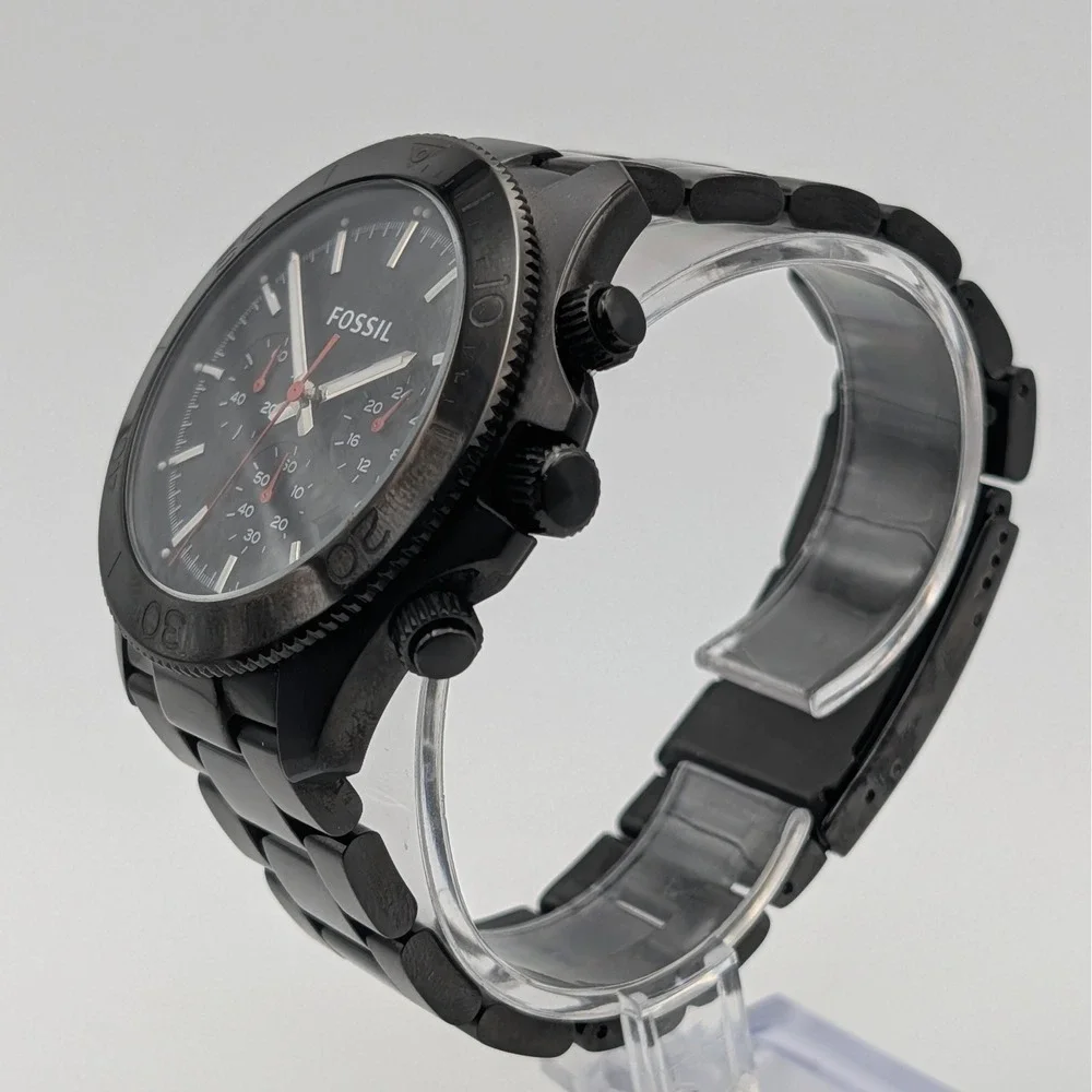 Fossil‎ CH2863 Black Chronograph Watch 44mm Date Steel Bracelet